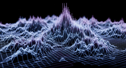 Abstract Geometric Topographic Map, Luminescent Filament Contour Chart, Impossible Geometry Data Visualization Minimalist Art, Modern Black Background Template