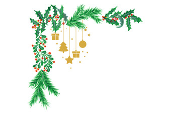 Christmas Tree Leaf Border PNG Illustration on Transparent Background