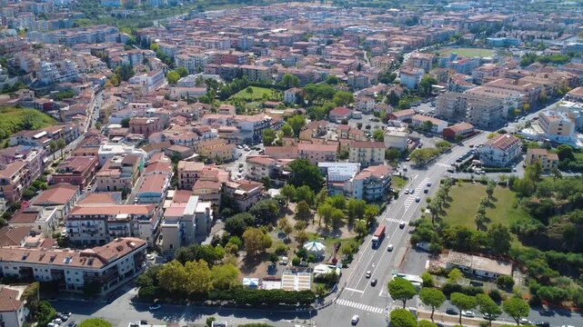 Discovering a Quiet Neighborhood in Italy With Charming Streets and Green Parks During a Sunny Day. Scalea, Calabria, Italy