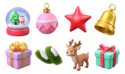 Naklejka premium Enchanting 3D Holiday Objects for a Magical Seasonal Celebration