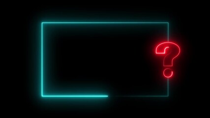 Glowing futuristic question mark animation. Neon Quiz Interface Animation and decision making. Ideal for education, contests, surveys, game shows, problem solving, and modern digital interfaces.