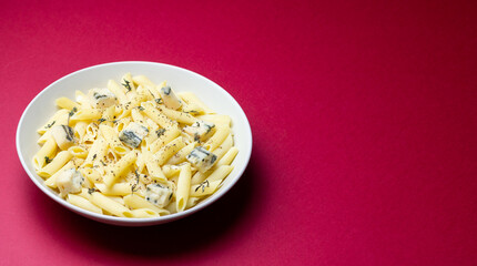 Pasta with blue cheese. Healthy eating. Vegetarian food.
