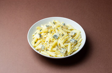 Pasta with blue cheese. Healthy eating. Vegetarian food.