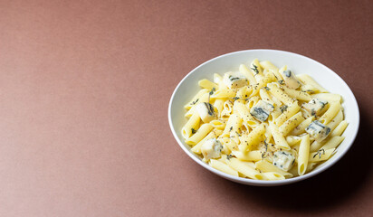 Pasta with blue cheese. Healthy eating. Vegetarian food.