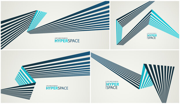 3D lines in impossible perspective vector minimal abstract background set, force and energy in dynamic motion creative concept, surreal speed.