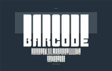 Bold and strong vector geometric font for logos and emblems, display typeface for posters and headlines, heavy and thick letters alphabet in modern style.