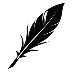 Obraz premium Solitary feather in monochrome silhouette depicts elegance and simplicity, showcasing the minimalist beauty