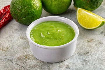Lime green chili spicy sauce