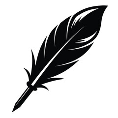 Obraz premium Black ink feather showcases sophisticated simplicity with a stylized shape and sleek dark silhouette