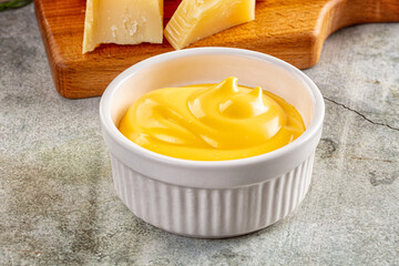 Yellow cheddar cheese creamy sauce