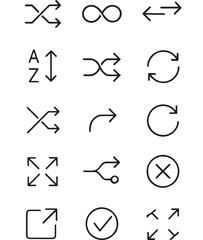 a collection of various black arrow and circular movement icons arranged in a grid layout on transparent background silhouette high quality professional detailed modern elegant stylish