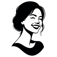 Woman face silhouette. Vector drawing on a white background.	
