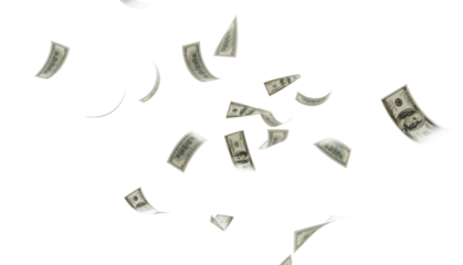 flying one hundred dollars bills isolated. falling 100 dollar bills isolated on transparent background. PNG Banknote floating dollar money. USA Currency Notes PNG, USA currency Notes Clipart