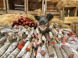 Sausage stand at the weekly market