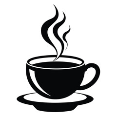 A steamy black coffee fills a classic cup on a simple saucer plate