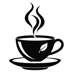 A simple black cup of aromatic tea steams upon its saucer elegantly