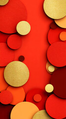 Overlapping Red, Orange, and Gold Textured Circles on a Vibrant Red Background