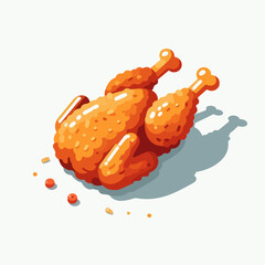 simple whole crispy fried chicken illustration