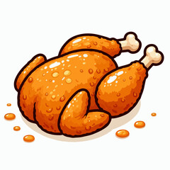 whole fried chicken illustration