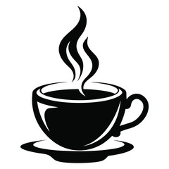 Steaming coffee in a classic black cup with saucer creates a comforting moment