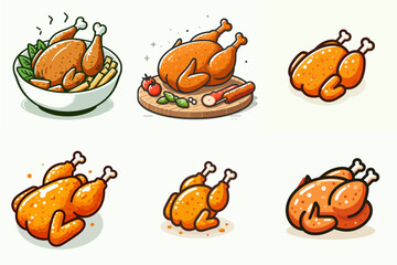whole fried chicken illustration