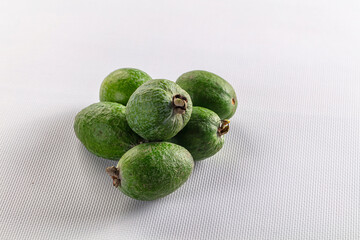 Fresh sweet juicy green feijoa fruit