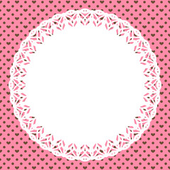 丸型レース&times;ハートドット(イチゴ)