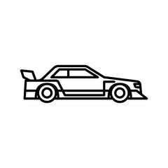 Sports car outline icon. Custom car black line illustration.