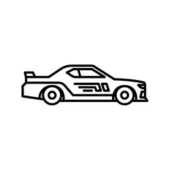 Race car outline icon. Stock car black line illustration.