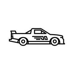 Race truck outline icon. Racing truck black line illustration.