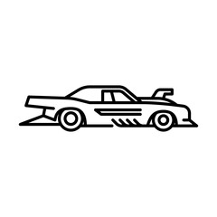 Racing car outline icon. Drag racing black line illustration.