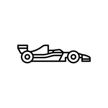 Formula 1 car outline icon. Formula 1 car black line illustration.