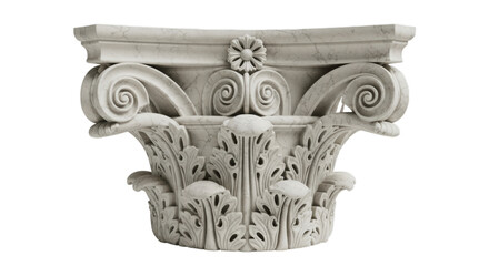 an exquisite marble capital from a classical Roman column, isolated on a transparent background. Ideal for architecture, heritage, ancient art, historical design, and structural elements.
