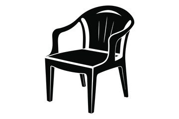 The simple black plastic chair is isolated, offering a minimalist seat for any space
