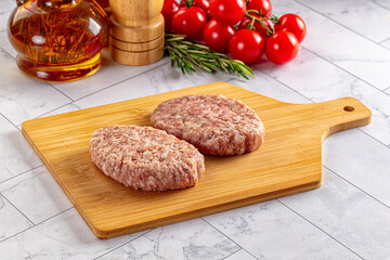 Raw minced meat cutlet for cooking