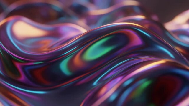 Abstract Swirling Metallic Fluid with Iridescent Colors image photo
