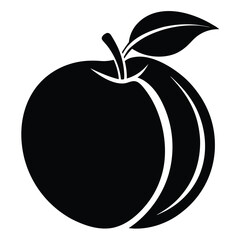 An isolated apple silhouette with its stem and a leaf appears simple yet striking