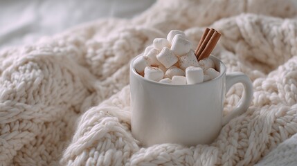 Cozy hot chocolate with marshmallows