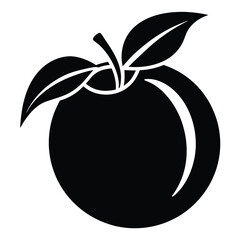 Dark apple silhouette shines brightly, showing leaves and stem against a white backdrop