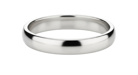 Minimalist silver wedding band isolated on a transparent background. Ideal for jewelry, marriage, engagement, romance, luxury accessory, and product display concepts.