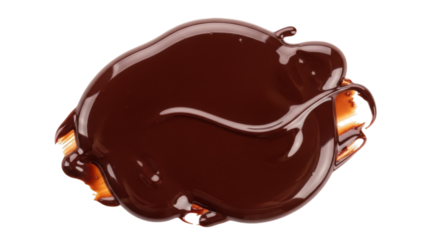 Smooth melted chocolate with rich texture isolated on a transparent background. Ideal for dessert, confectionery, sweet food, ingredient, and gourmet design concepts.