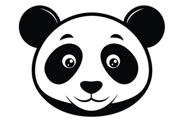 Animated panda face displays joyful emotion with simple black and white design