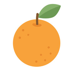 Vibrant Orange: A close-up shot of a ripe, juicy orange fruit, showcasing its bright orange color, a stem and a single green leaf.