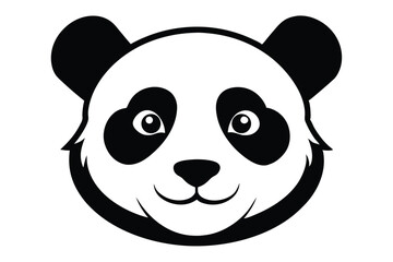 A panda face shows a warm smile in a minimalist black and white style