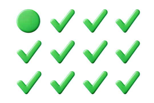 Green Check Marks with One Green Circle