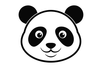 Fototapeta premium panda character shows a simplistic face with happy expression and outline