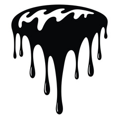 Black liquid drips down unevenly in a pattern, creating interesting shapes