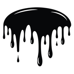 Globs of thick black fluid drips downward in a cartoonish, visually striking way