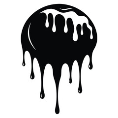 A black ink blob slowly drips down with an irregular white fill pattern