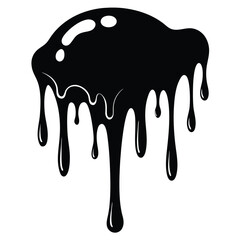 Glossy black fluid is dripping down, creating streaks of liquid and a sleek visual